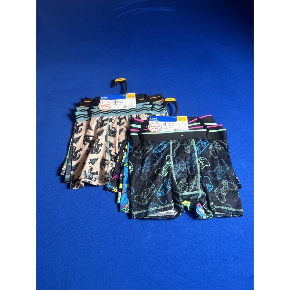 Boys Boxer Briefs Underwear Wonder Nation 2,4 Pack (8) Sz L Gamer & Camping New